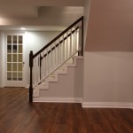 Stairs to a basement family room