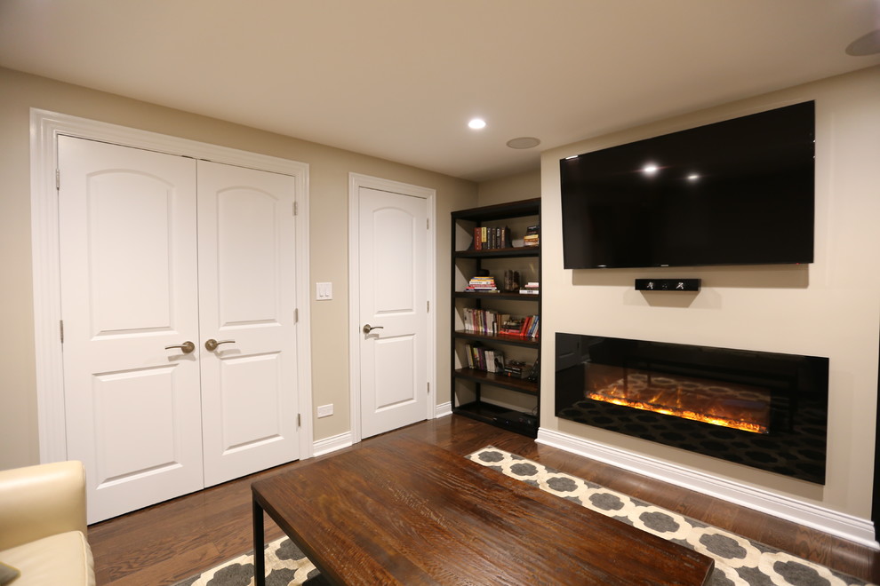 Family-room with a fireplace in Glenview, IL